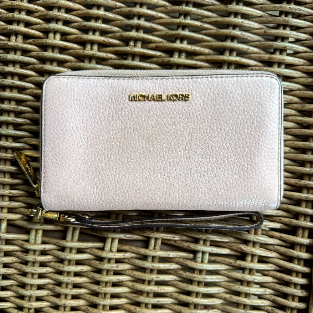 Michael Kors Blush Wristlet with Gold Accents